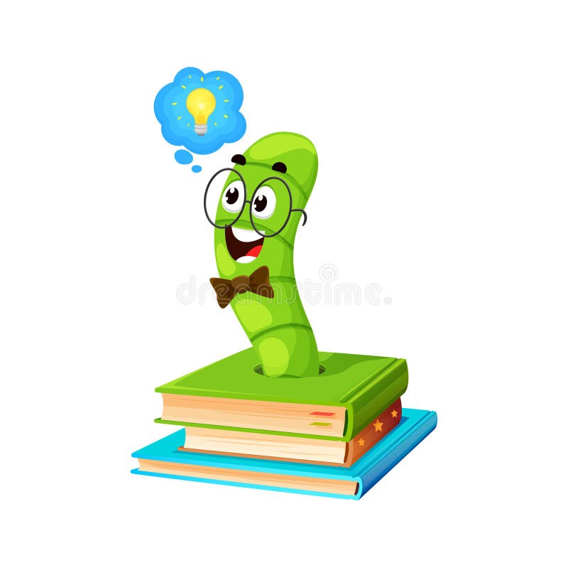 Cartoon Bookworm Character With Light Bulb Idea Stock Vector Cartoon Bookworm Character With Light Bulb Idea Stock Vector