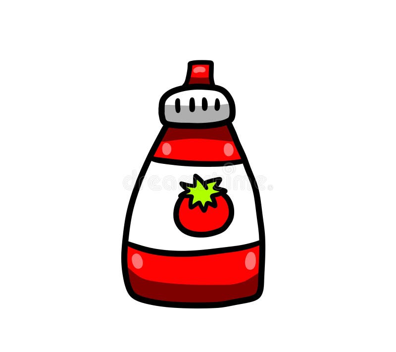 A Cartoon Bottle of Ketchup Stock Illustration Illustration of clip, digital 207224613