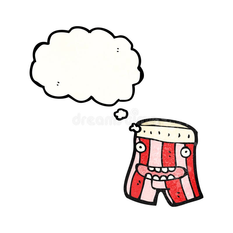 Cartoon boxer shorts with thought bubble royalty free illustration
