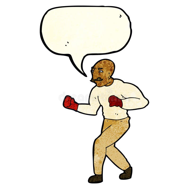 Cartoon boxer with speech bubble vector illustration