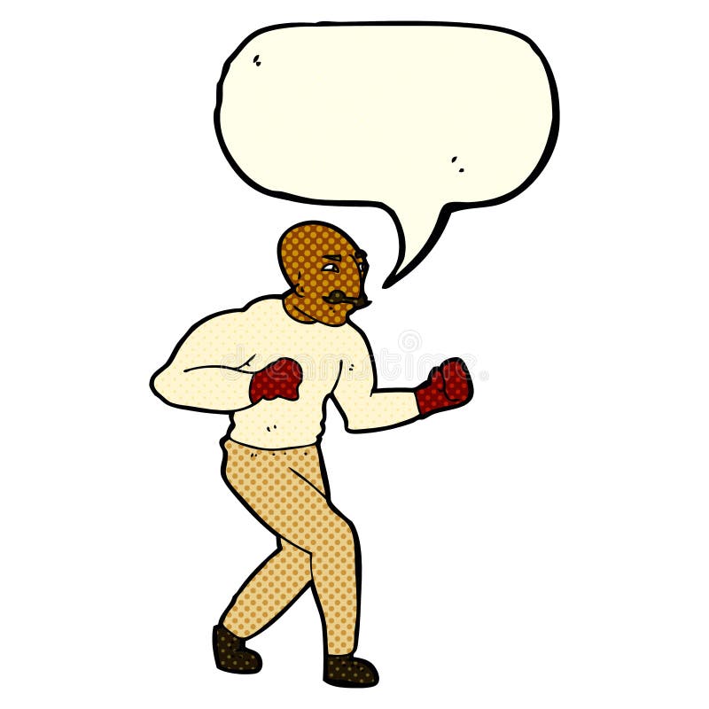 Cartoon boxer with speech bubble vector illustration