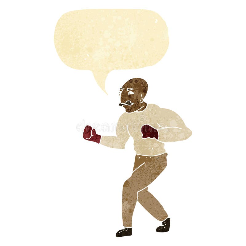 Cartoon boxer with speech bubble stock illustration