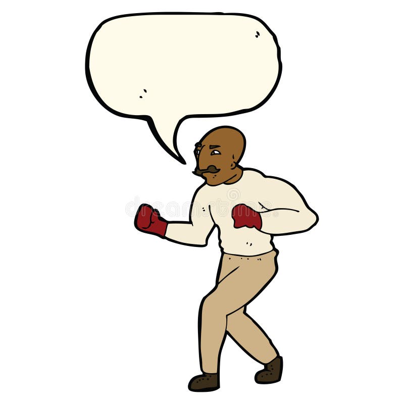 Cartoon boxer with speech bubble vector illustration