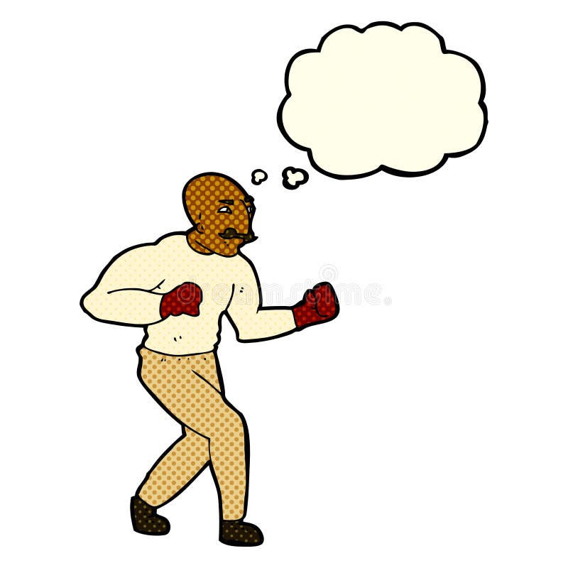Cartoon boxer with thought bubble royalty free illustration