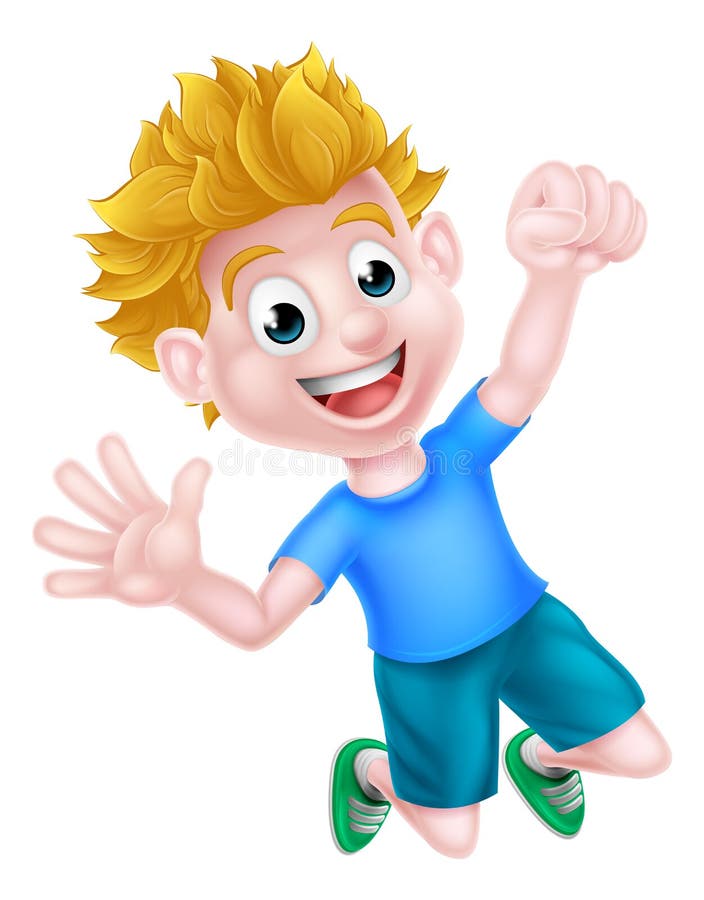 Cartoon Boy Jumping Thumbs Up Stock Vector - Illustration of jumping,  garden: 81369758