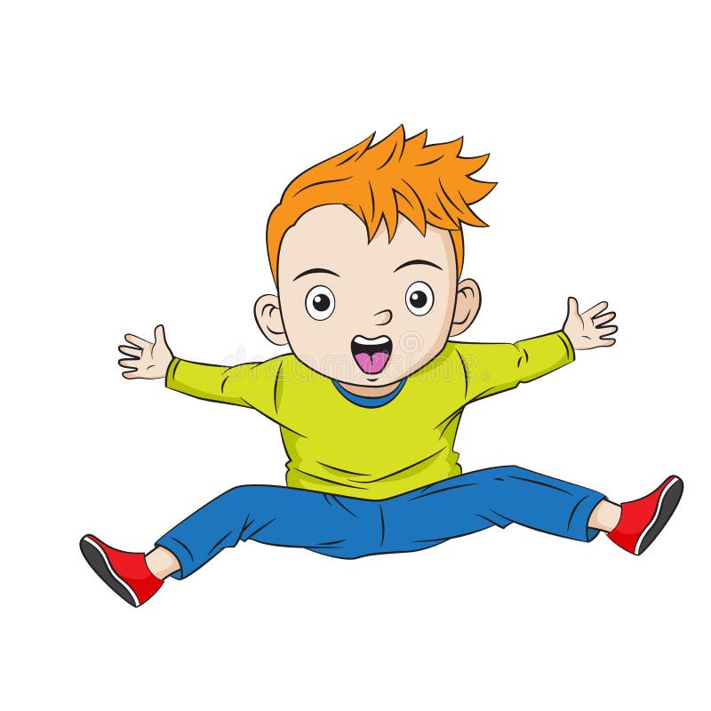 Cartoon Boy Jumping and Screaming Stock Vector - Illustration of school,  vector: 122340726