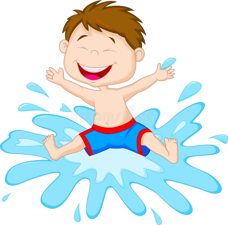Cartoon Boy Jumping To the Water Stock Vector - Illustration of funny ...