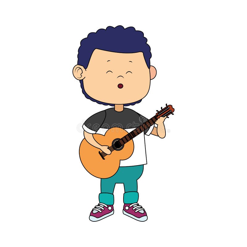 Cartoon Boy Playing a Guitar Stock Vector - Illustration of young,  beautiful: 169941517