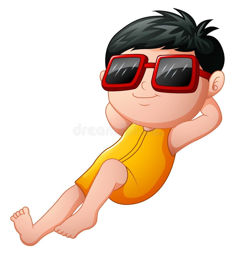 Cartoon Boy Relaxing Wearing Sunglasses Stock Vector - Illustration of  male, beach: 90982044