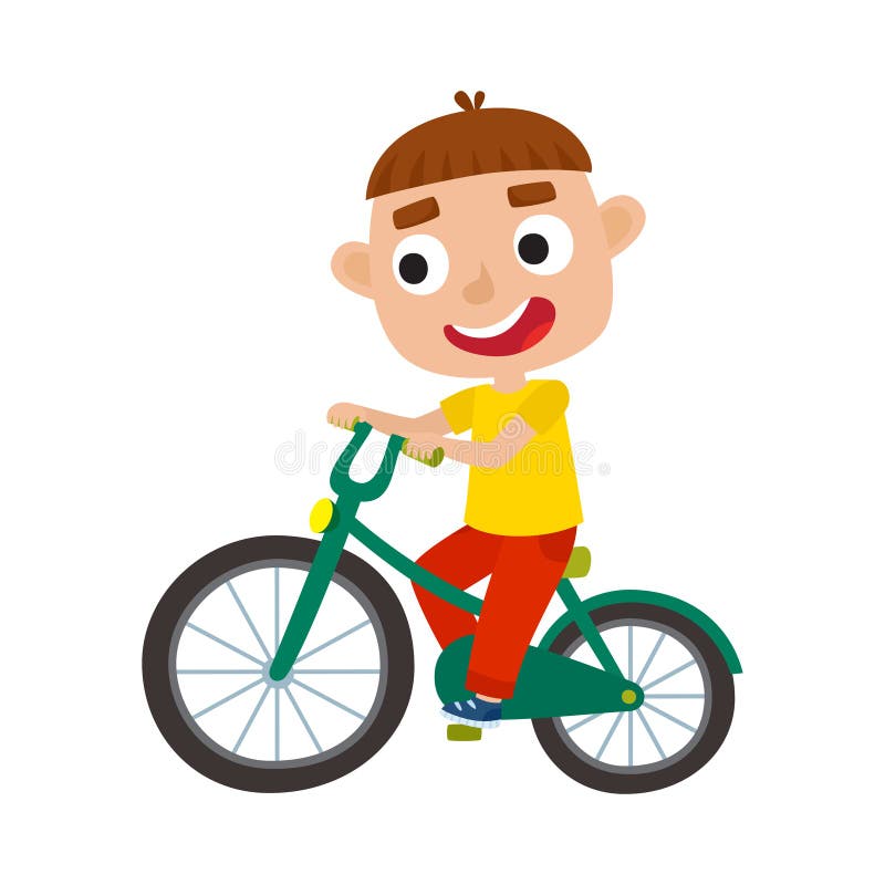 Cartoon Boy Riding a Bike Having Fun Riding Bicycles Isolated on Stock  Vector - Illustration of lifestyle, activity: 124678624