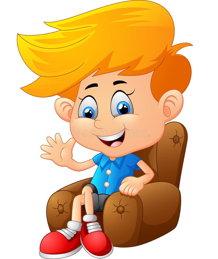 Illustration of Cartoon boy sitting