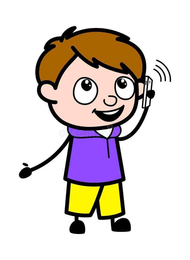 Cartoon Boy Talking on Cell Phone Stock Illustration - Illustration of  mobile, speaking: 191437821