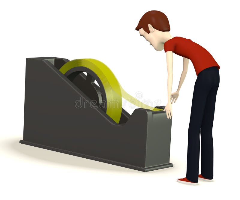 Cartoon boy with tape stock illustration. Illustration of render 31261500