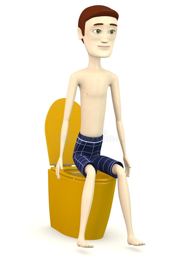 Cartoon boy on toilet stock illustration. Illustration of render 31284968