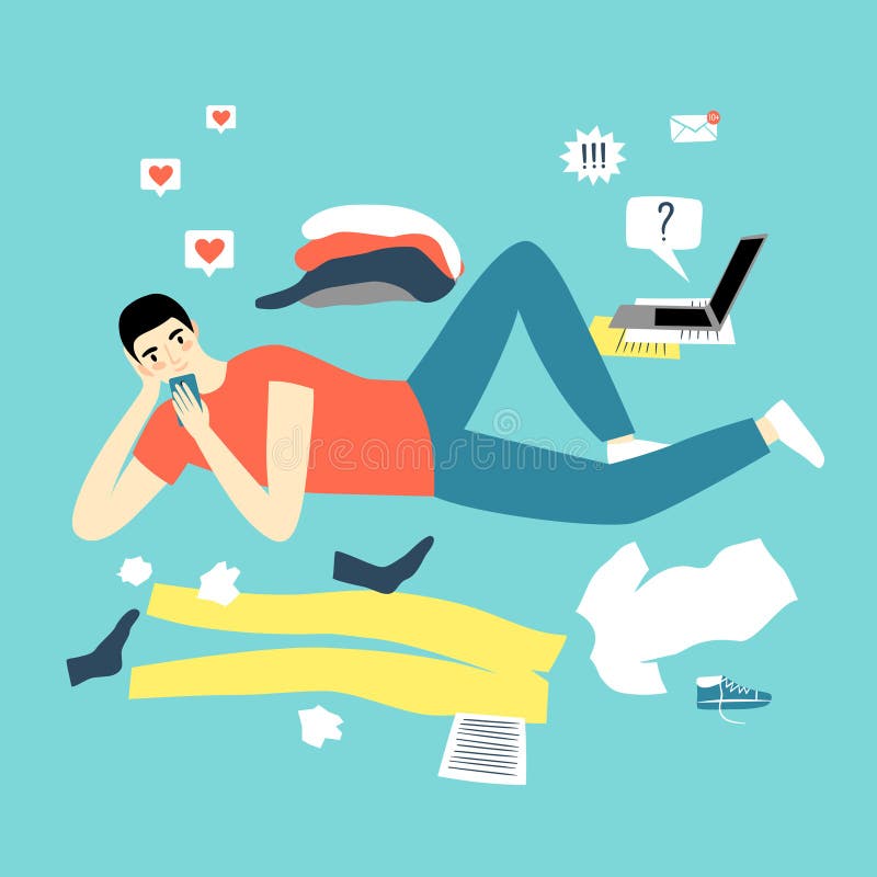 Cartoon Boy Watching in Smartphone instead of Working and Cleaning Stock Illustration - Illustration of laundry, pants: 145048682 Cartoon Boy Watching in Smartphone instead of Working and Cleaning Stock Illustration - Illustration of laundry, pants: 145048682