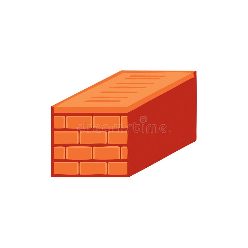 Cartoon brick illustration. Isometric view of a brick wall structure, building element royalty free illustration