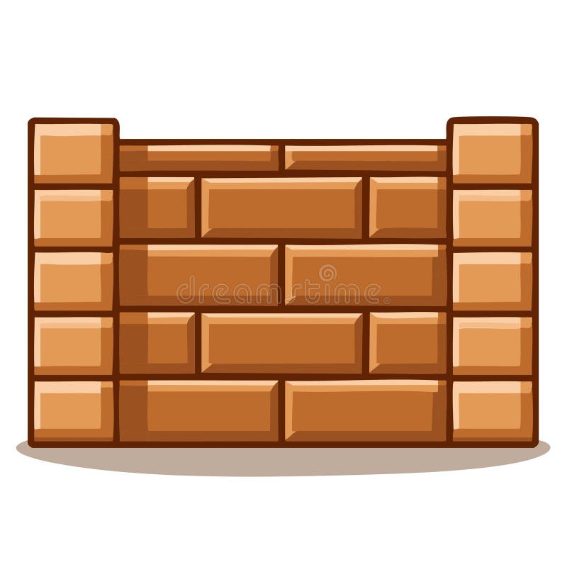 Cartoon Brick Wall Illustration Composed of Rectangular Bricks Stacked for Building Construction stock illustration