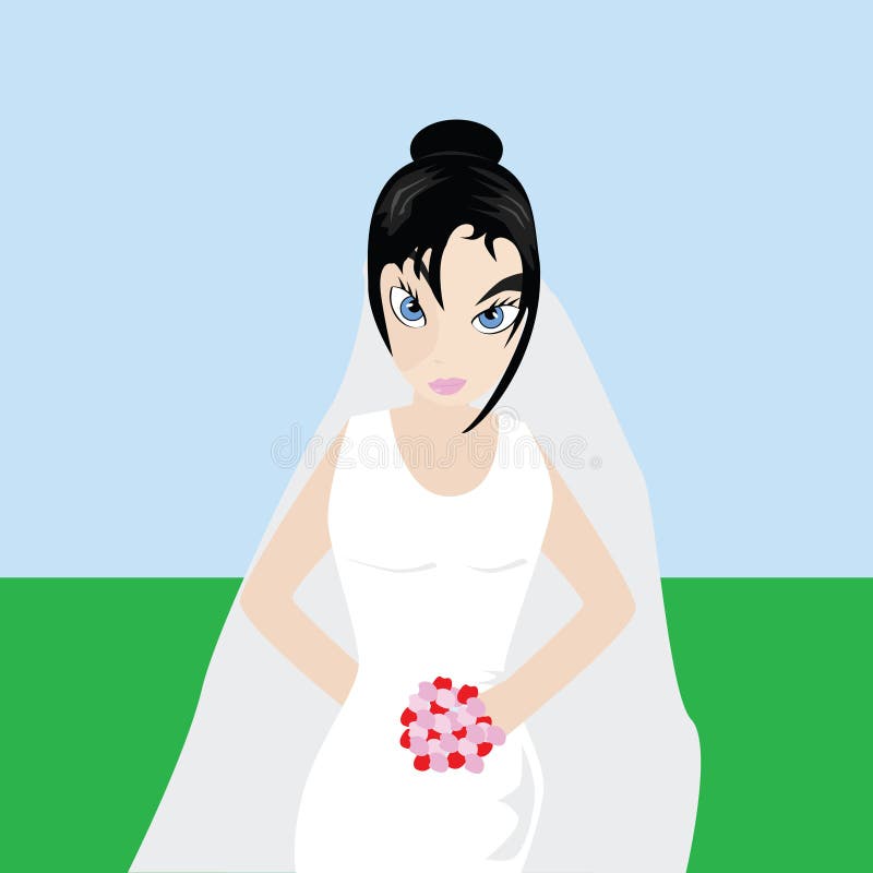 Cartoon bride stock vector. Illustration of girl, couple - 7330947
