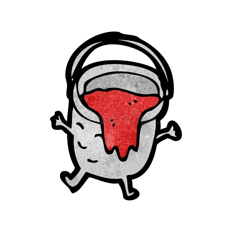 Cartoon Bucket Spilling Paint Stock Vector Illustration of grunge