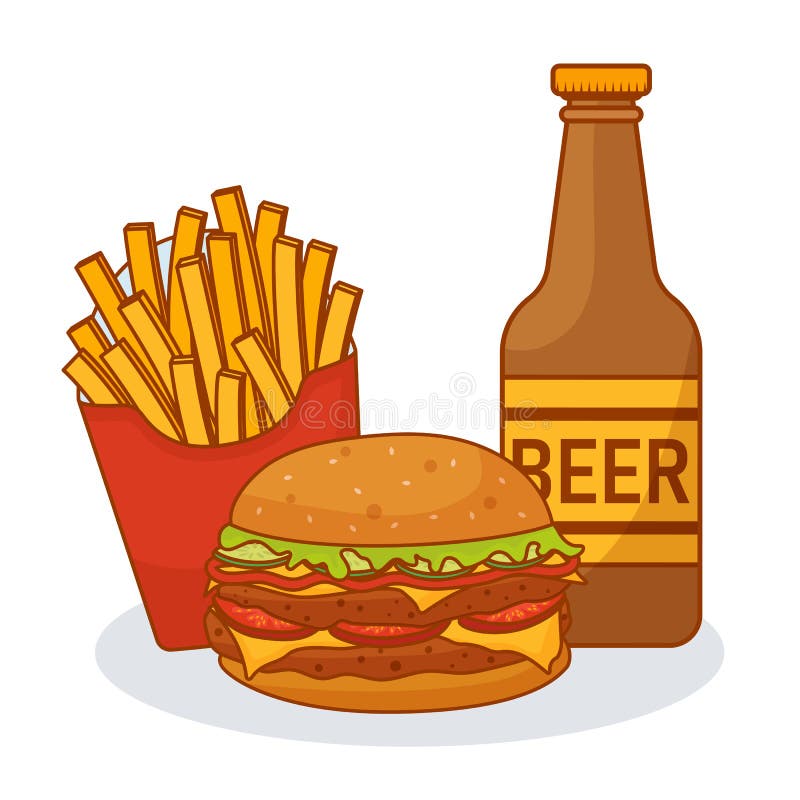 Beer And Burger Flat Design Illustration Food Stock Vector Illustration Of Gastronomy Flat