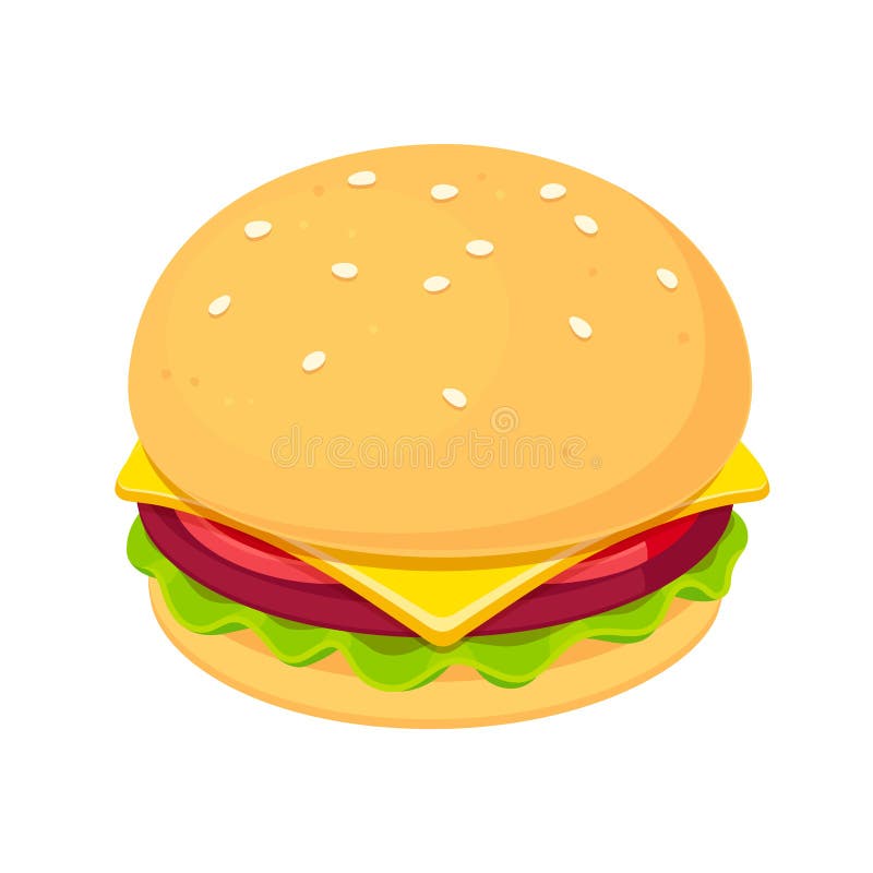 Cartoon Burger Illustration Stock Vector - Illustration of drawing, hand:  184882800