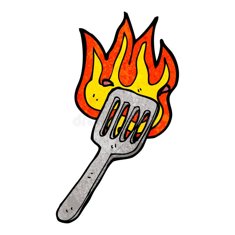 Cartoon burning spatula stock vector. Illustration of retro 38030402