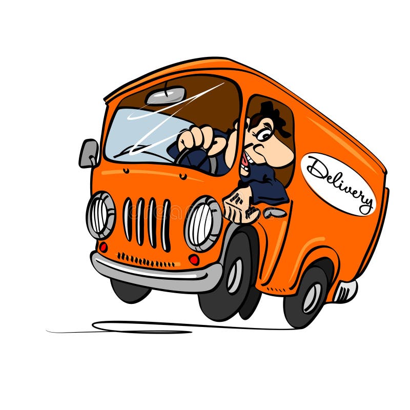 Cartoon Bus with a Driver. the Concept of Delivery. Stock Illustration -  Illustration of drawing, isolated: 84405911