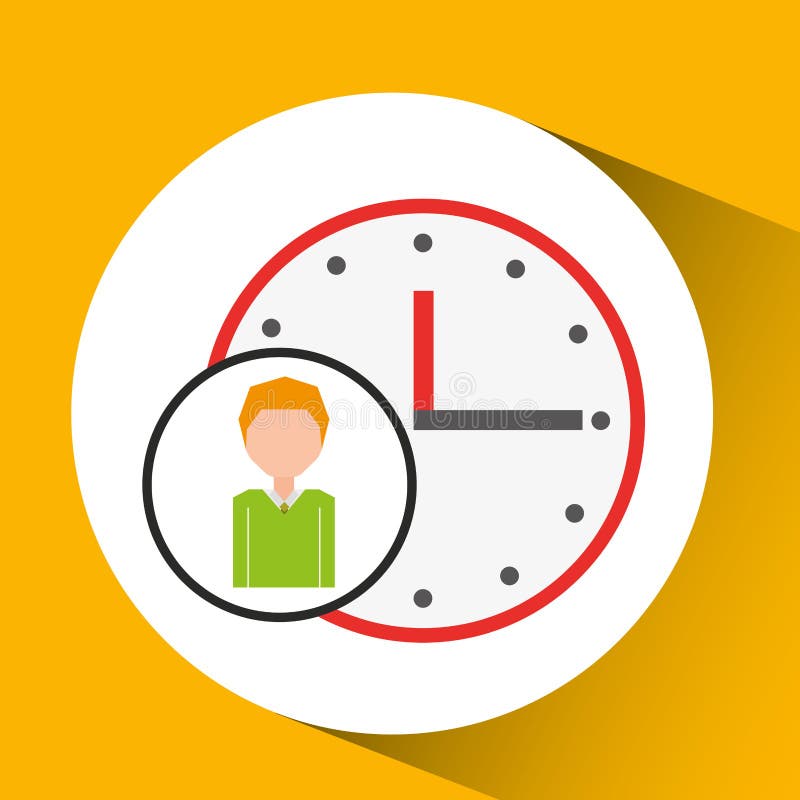 Cartoon Business Man Clock Time Icon Stock Vector - Illustration of