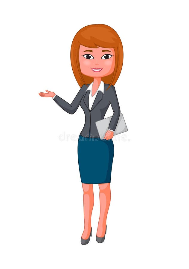 Cartoon Business Woman Standing Stock Vector - Illustration of economic,  clip: 75653882