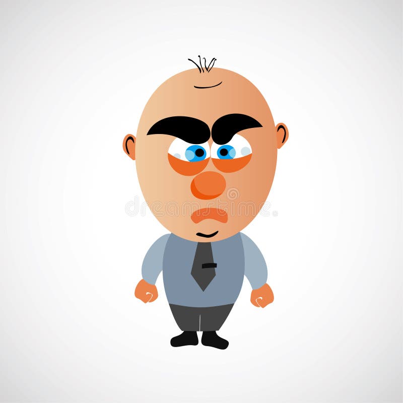 Cartoon Businessman with a Big Bald Head. Vector. Stock Vector