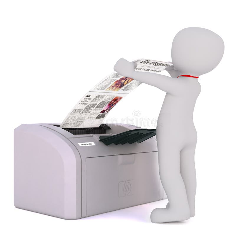 Cartoon Businessman Collecting Print from Printer Stock Illustration -  Illustration of newspaper, printing: 84366031