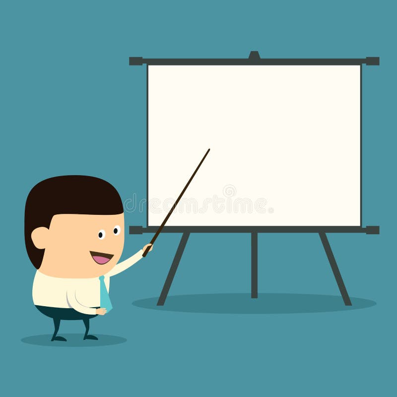 Cartoon Businessman Doing Presentation on Board Stock Vector - Illustration  of meeting, manager: 34576591
