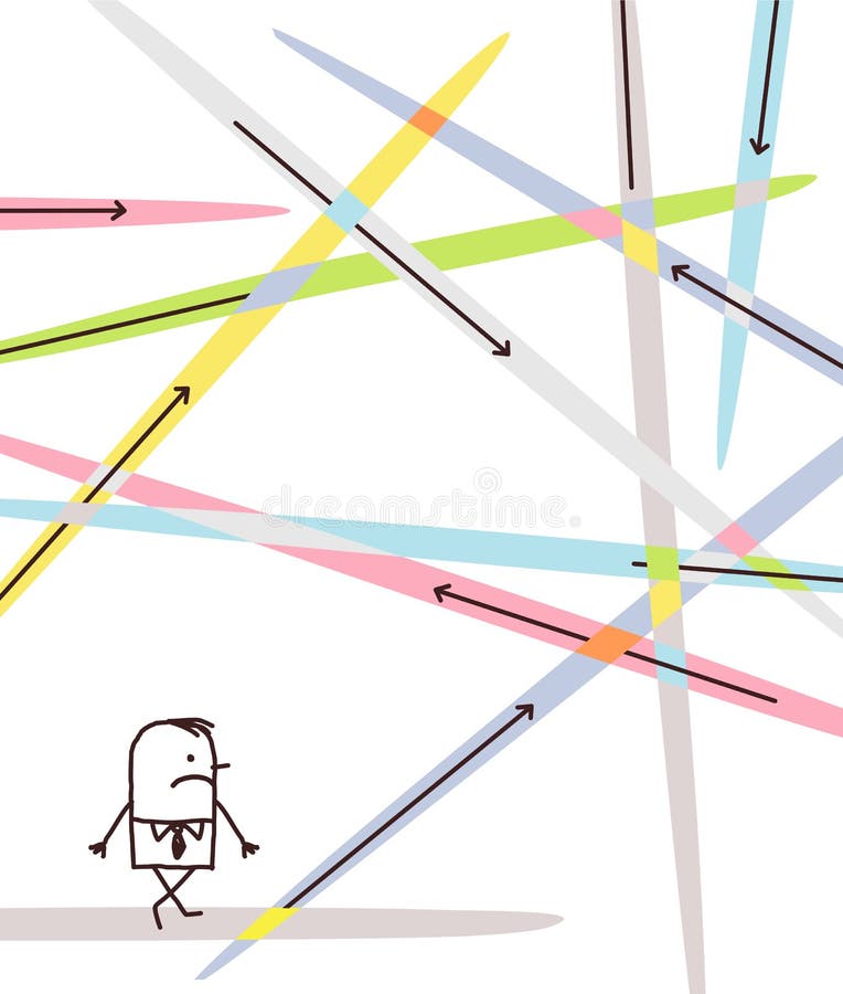 Cartoon Businessman Lost in Directions vector illustration Cartoon Businessman Lost in Directions vector illustration