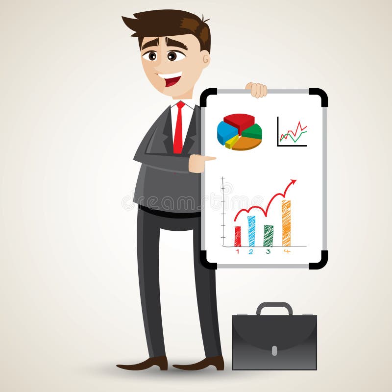 Cartoon businessman presentation with white board vector illustration Cartoon businessman presentation with white board vector illustration