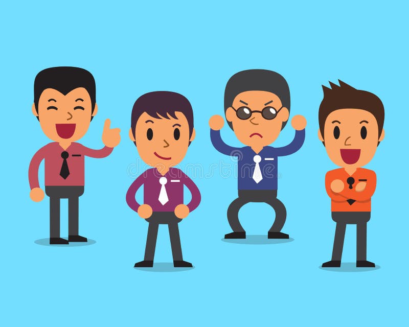Cartoon Businessmen Character Poses Stock Vector - Illustration of