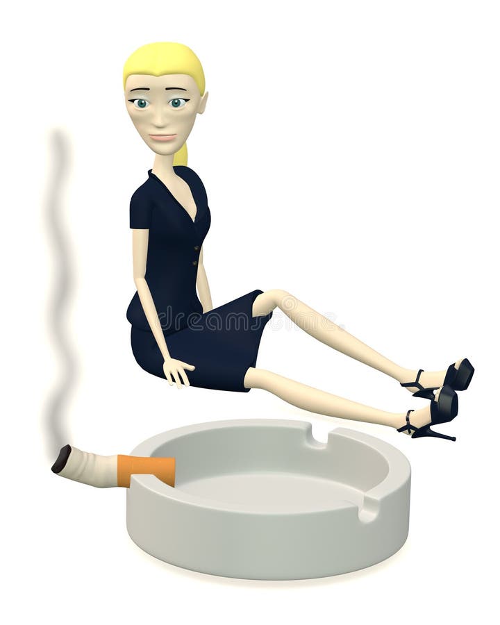 Cartoon businesswoman with ashtray and cigarette royalty free illustration