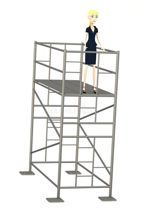 Cartoon Businesswoman with Scaffold Stock Illustration - Illustration of  build, render: 30577191