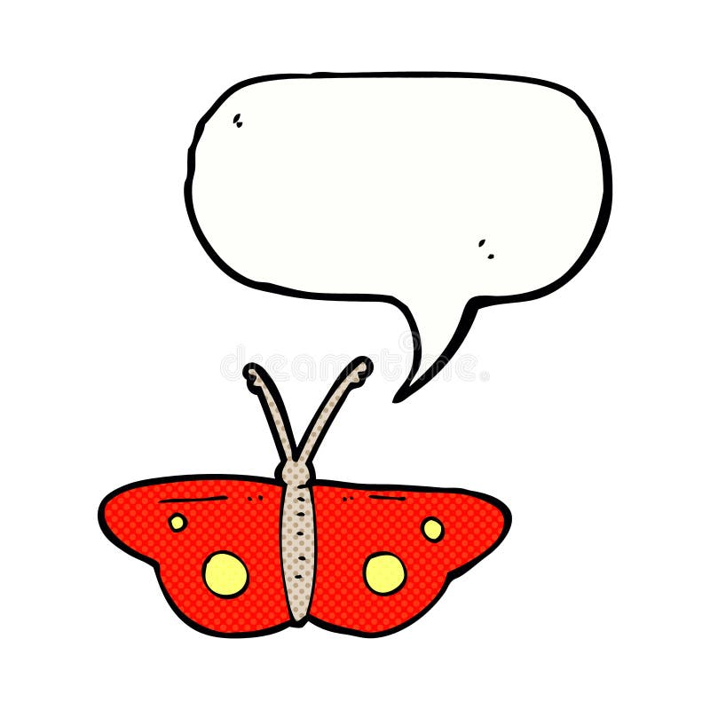 cartoon butterfly symbol with speech bubble