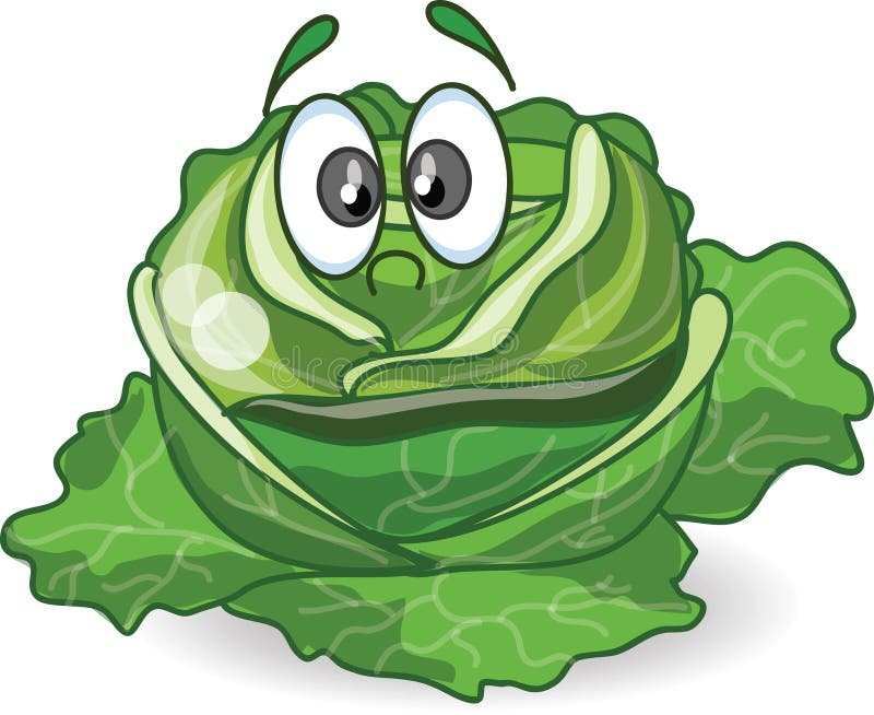 Cartoon Cabbage with Cute Face,vector Stock Vector Illustration of
