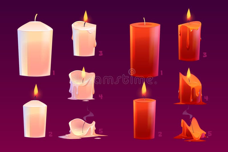 Cartoon Candles Burning Motion Sequence Animation Stock Illustration