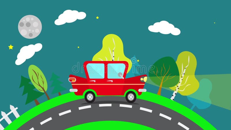 Cartoon car stock footage. Video of journey, nature, voyage - 80395304