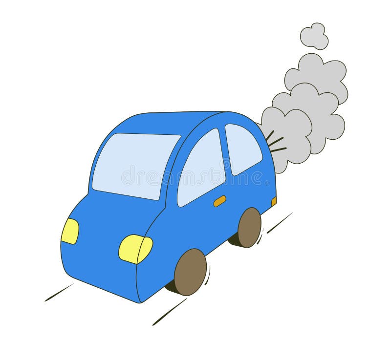 Cartoon Car Going Fast on the Road Blowing Exhaust Fumes Stock ...