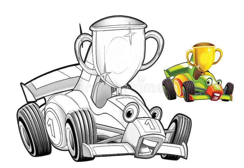 Cartoon car - racing vehicle - coloring page