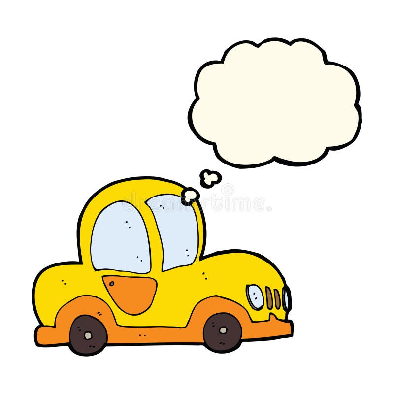 cartoon car with thought bubble