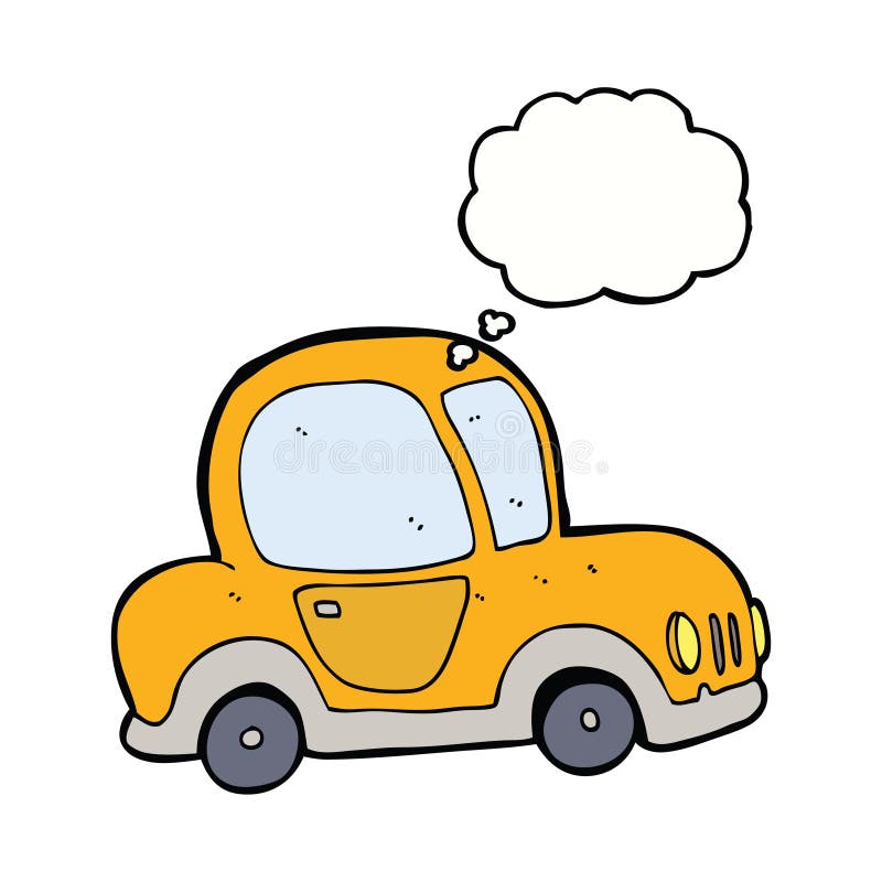 cartoon car with thought bubble