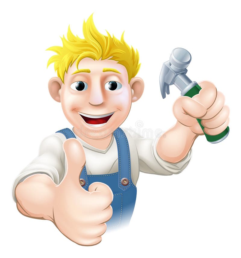 Cartoon carpenter or construction guy stock illustration