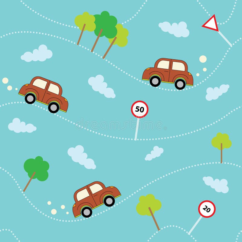Cartoon Cars Seamless Pattern. Template for Design Stock Vector