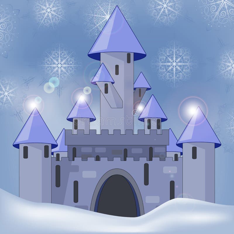 Cartoon castle in witer