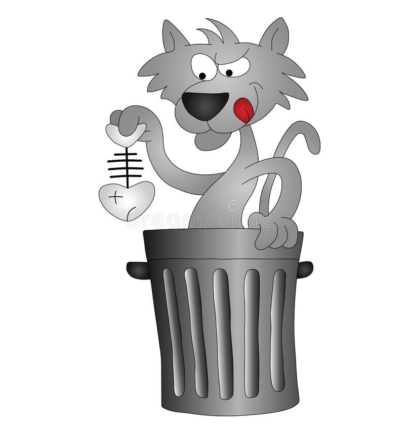 The cat in garbage bin stock vector. Illustration of design 15073224