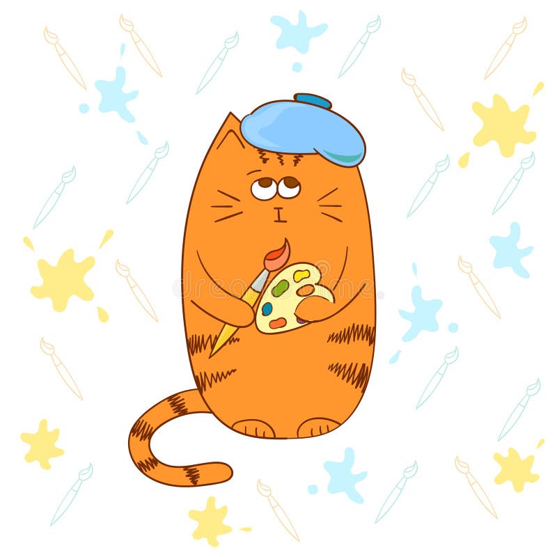 cat with paintbrush logo cat with paintbrush logo